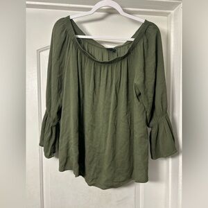 Sanctuary Off-Shoulder olive green blouse- Size XL
